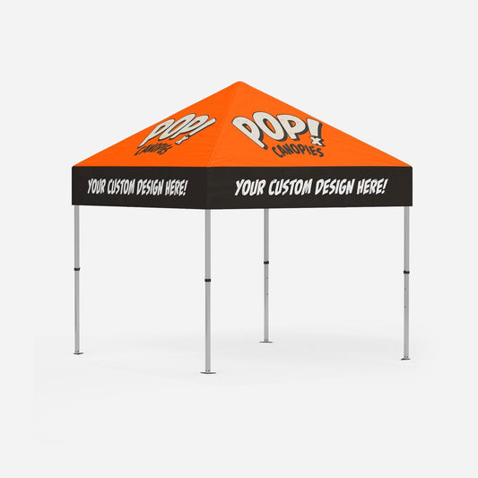 Custom printed 10x10 canopy with frame by POP! Canopies